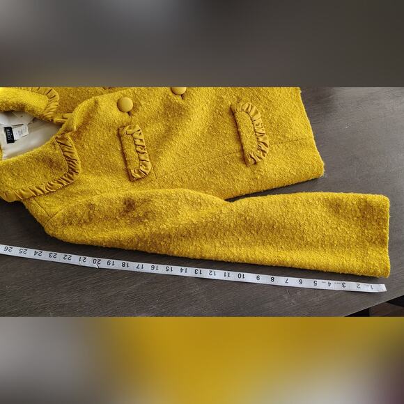 J.Crew Fall 2009 Ruffle-Trim Wool Blend Bouclé Lady Jacket Mustard NWT Sz 4 - Picture 8 of 13